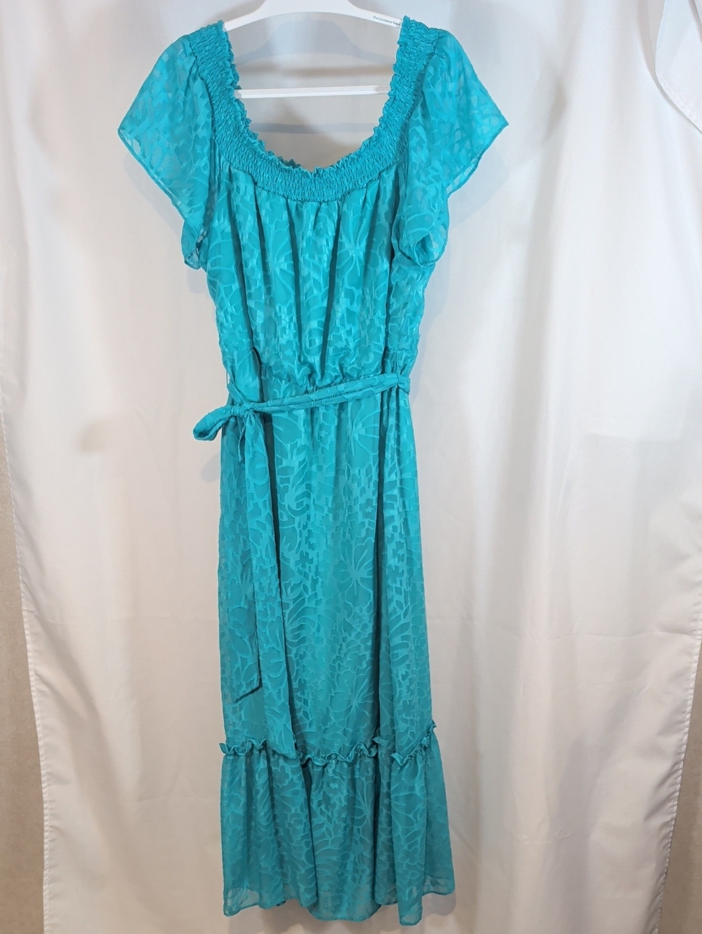 Lane Bryant Turquoise Floral Jacquard Maxi Dress